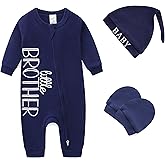 Newborn Baby Boys Outfit 3Pcs Baby Boy Clothing Letter Print Cotton Romper with Gloves and Hat