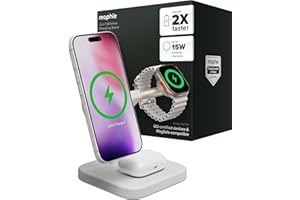 Mophie Wireless 3-in-1 Charging Stand for AirPods and Apple Watch - MagSafe & Qi2 Certified, White