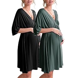 Ekouaer 3 in 1 Labor/Delivery/Hospital Gown 2 Pack
