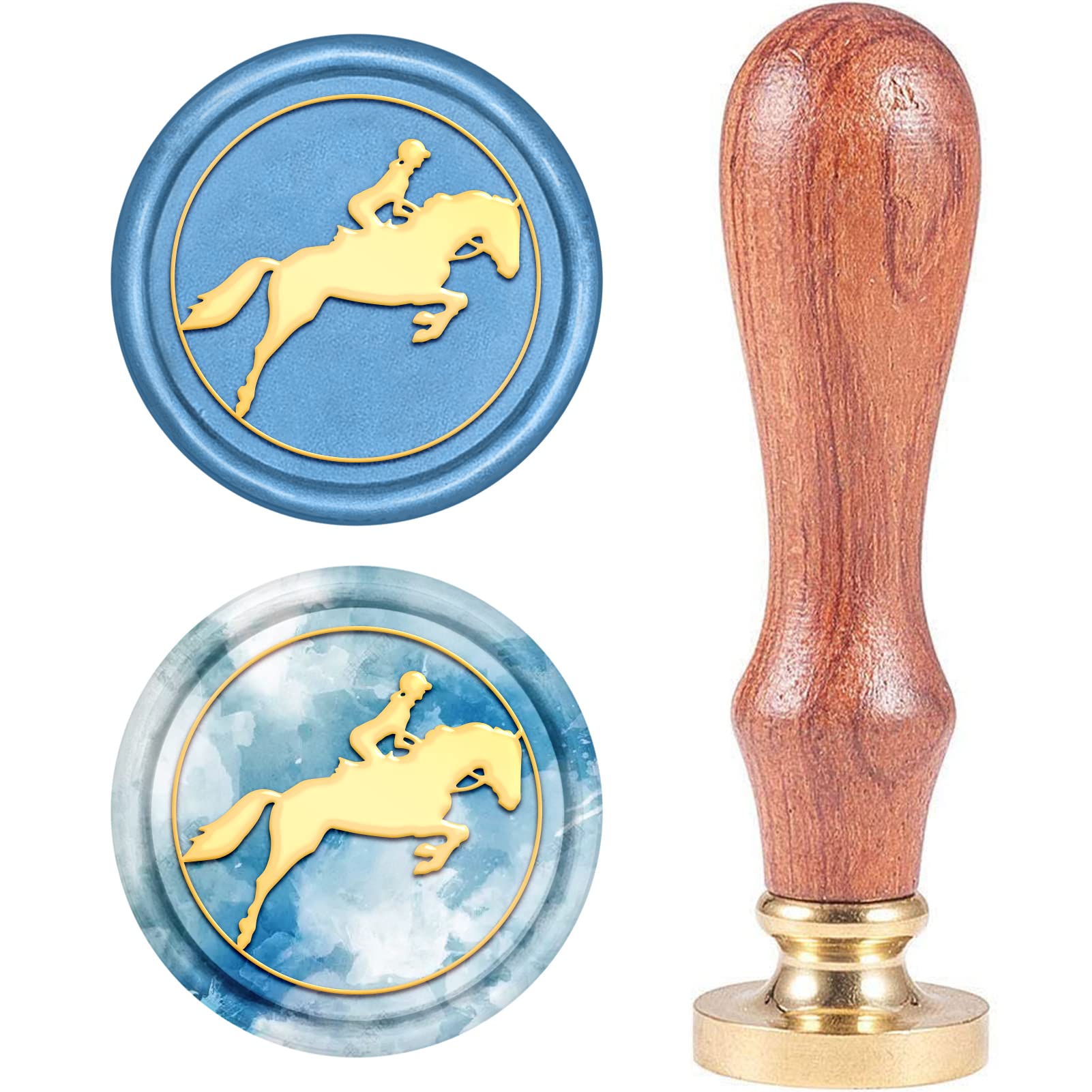 CRASPIRE Wax Seal Stamp Horse Racing, Vintage Wax Sealing Stamps Sports Retro Wood Stamp Removable Brass Head 25mm for Envelopes Invitations Cards Embellishment