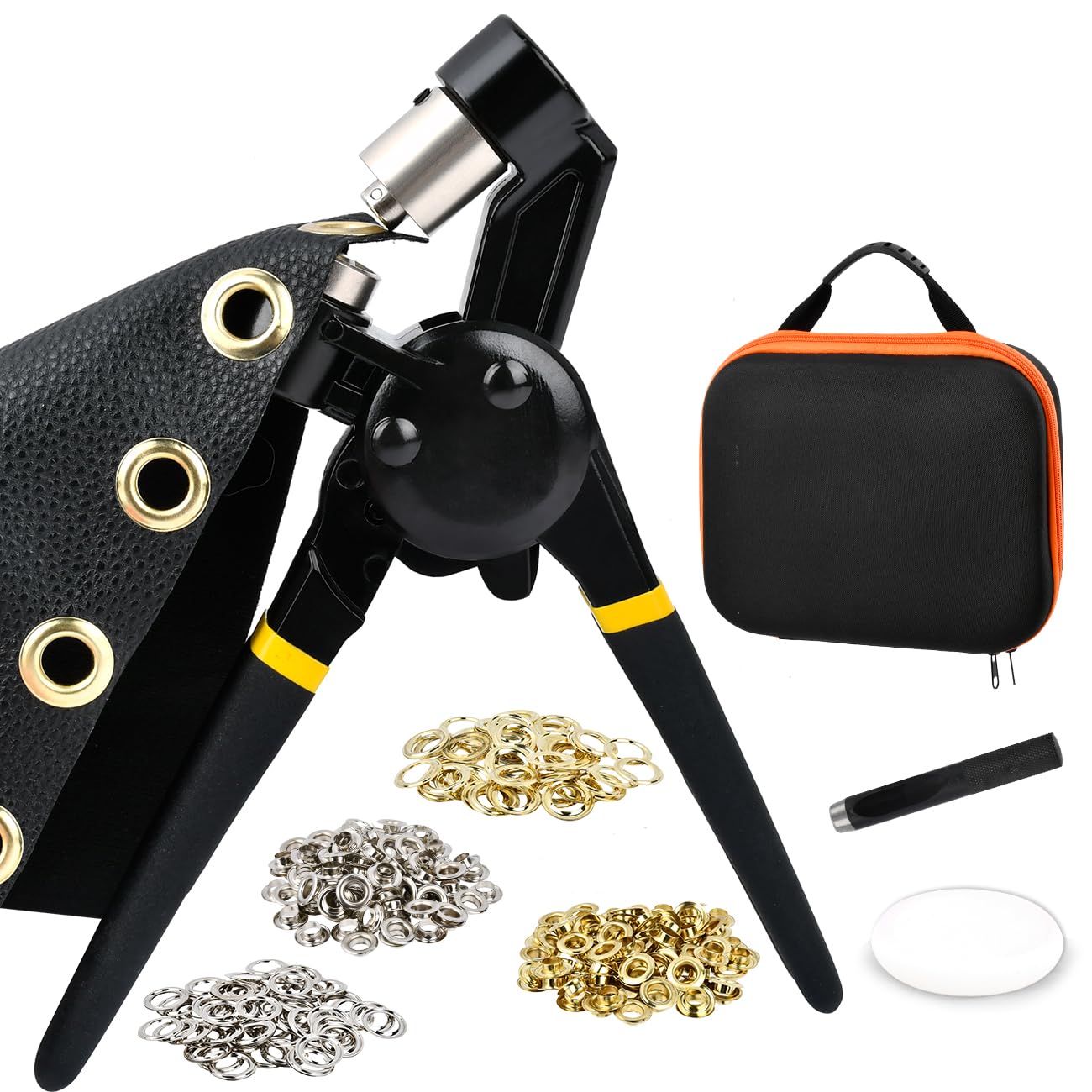 YOPEUC Eyelet Punch Kit with Bag, 200 10mm Eyelets, Complete Kit for Tarpaulin Repair and Installation