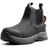 OUXX Steel Toe Chelsea Work Boots for Men – Slip-On Safety Boot, Waterproof Leather, Slip-Resistant Sole, Kevlar Puncture-Proof Midsole, ASTM F2413-18 EH Rated