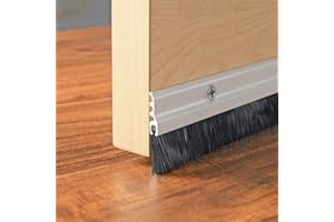 Deco Window Door Seal (1.5" Width X 36.5" Length) Gate Bottom Sealing Strip Draft Stopper with Aluminum Plate & Nylon Bristles for Weather Stripping, Air & Sound Blocking (Ivory Matt)