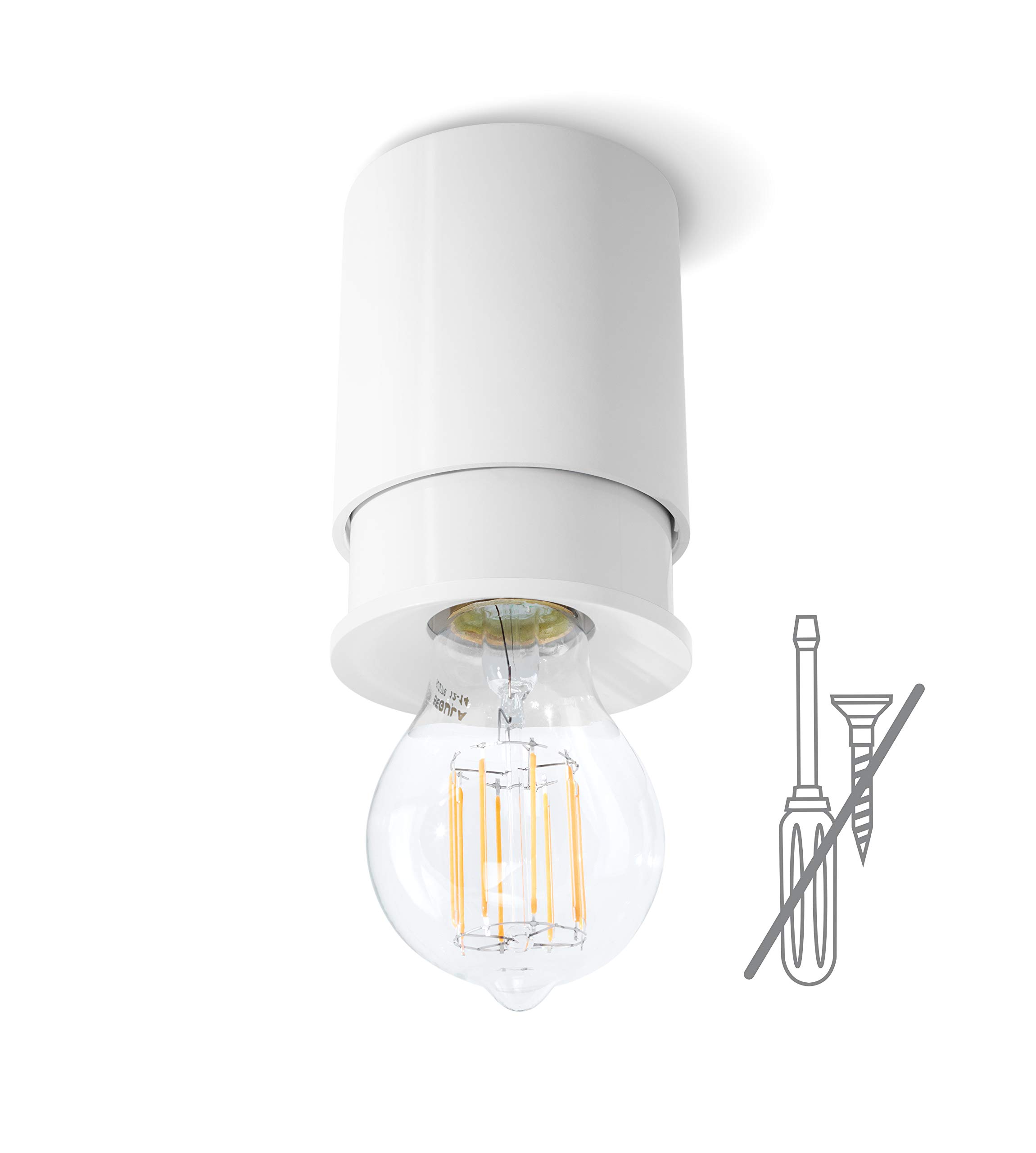 Twister Ceiling Lights Living Room – Easy to Fix, No Screws, One Hook Only, Patent Protected, E27 – White [Energy Class A++]