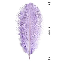 THARAHT Lavender Ostrich Feathers 12pcs Large
