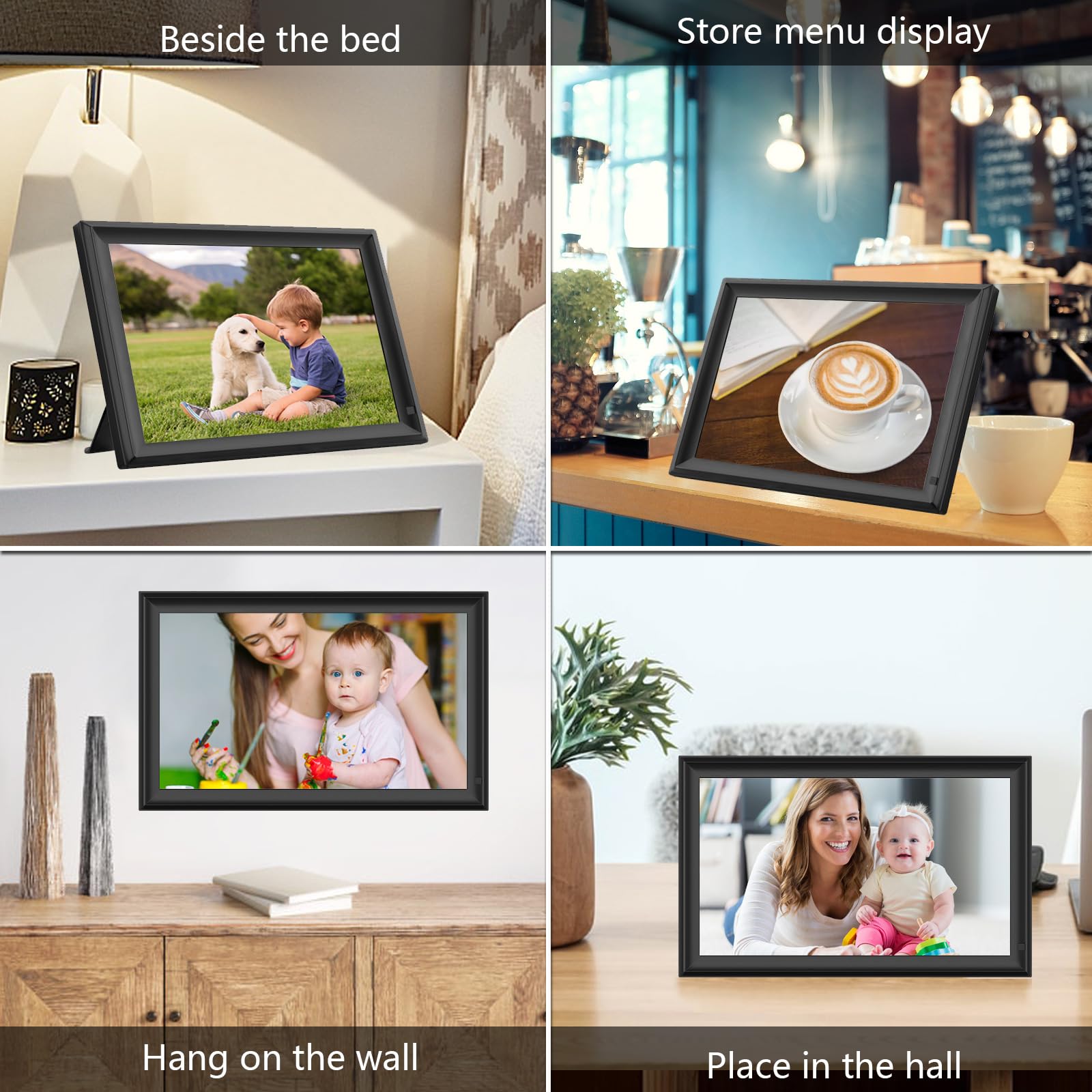 15.6inch FRAMEO Digital Photo Frame with 1920x1080 FHD IPS LCD Touch Screen, Dual-WiFi Share Photos & Videos Via Frameo, Support USB Drive/SD Card Extend Storage, Auto-Rotate, Wall Mountable With VESA