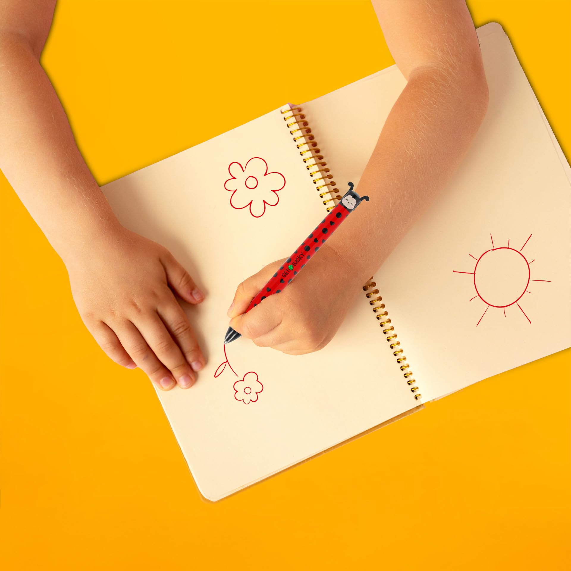 Legami - Zweifarbig, Ladybug Motiv, schwarze und rote Tinte, Click&Clack Stift, Ideal für Schule Büro Zuhause, Zweifarbig, 1 mm Spitzendurchmesser 2