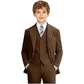 TAMIFLY Boys Corduroy Suit Slim Fit 5 Piece Wedding Suits for Boy Vintage Winter Outfit Casual Corduroy Suit Teen Tuxedo