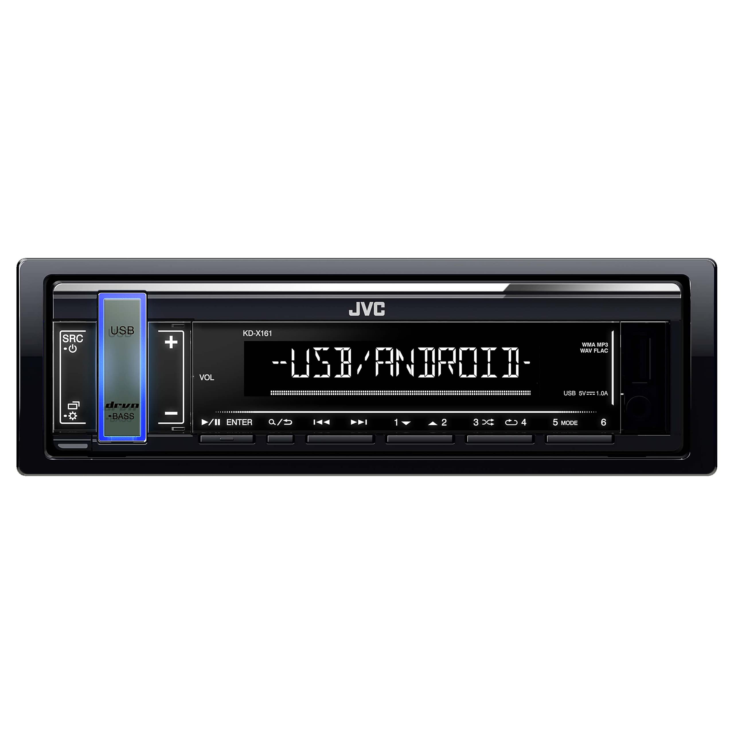 JVC KD-X161 - Hands-free CD Radio (High Performance Tuner, Audio Processor, USB, Android and Spotify Control), 4 x 50 W, Black