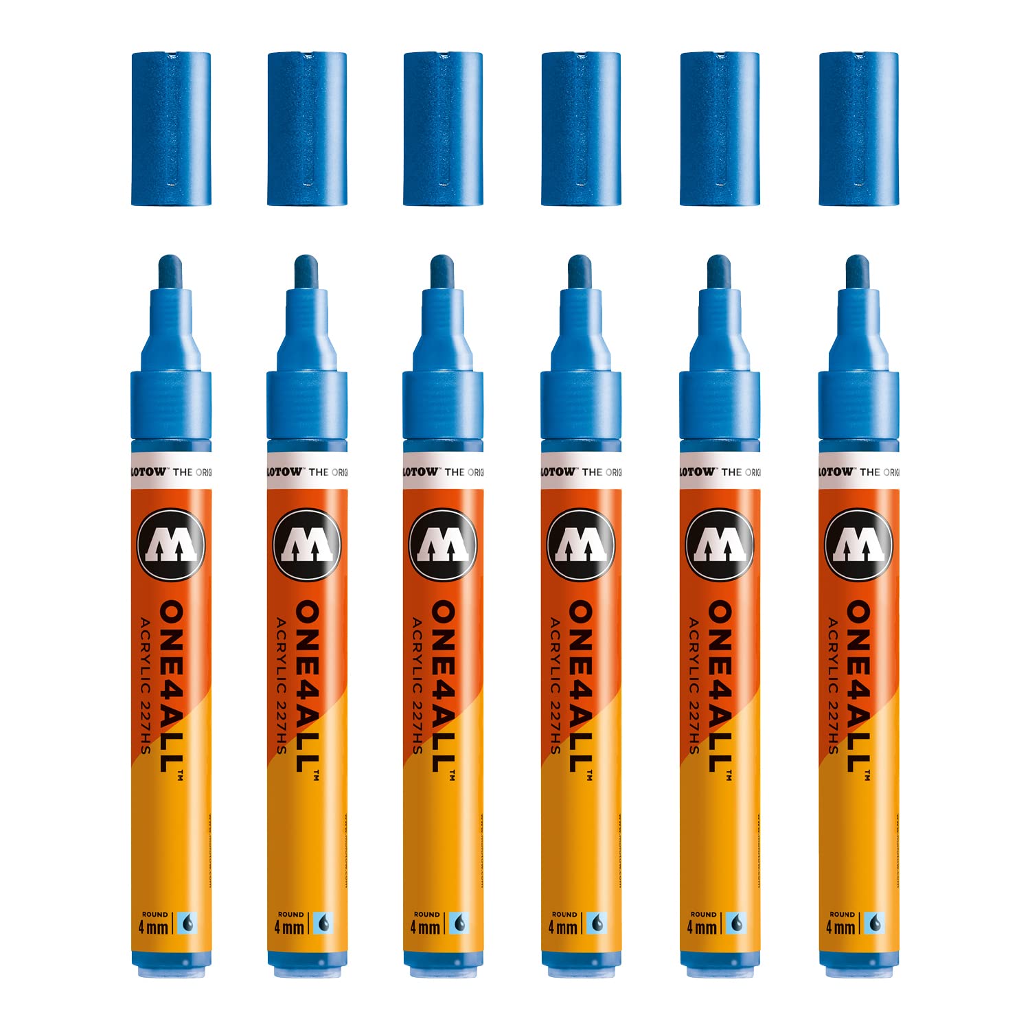 Molotow MO227302 One4All 227HS Marker Pen – Metallic Blue (Pack of 6