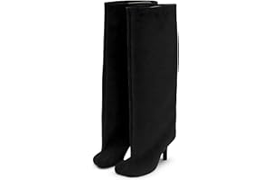 Wnshonzy Knee High Boots for Women Faux Suede Wide Calf Square Toe Tall Stiletto Kitten High Heels Thigh Long Fall Boot Pull on Fashion Casual Cute Y2K