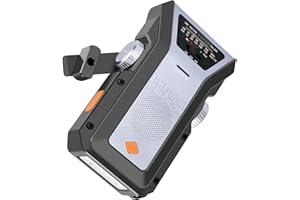 WENBELLE Emergency Weather Radio,Portable AM/FM/NOAA Weather Radio,4000mAh(14800mWh,1.5W LED Flashlight,USB Type-C/Solar/Hand Crank 3 Modes Charge,SOS Alarm (WB06 Gray)