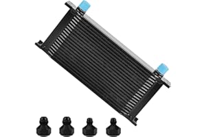 PUZZLEDEER 19 Row 10AN AN10 Aluminium Engine Transmission Oil Cooler Kit Stacked Plate With 6AN 8AN Adapter Universal Engine Transmission British Radiator Black