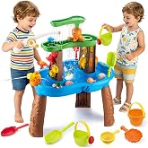 VROGTIK Water Table for Toddlers 3-5, Kids Sand Water Table with Fishing Game Set, Sensory Play Table Toys for Outdoor Pool Beach Backyard Summer Birthday Gift for Boys Outside Toys for Toddler