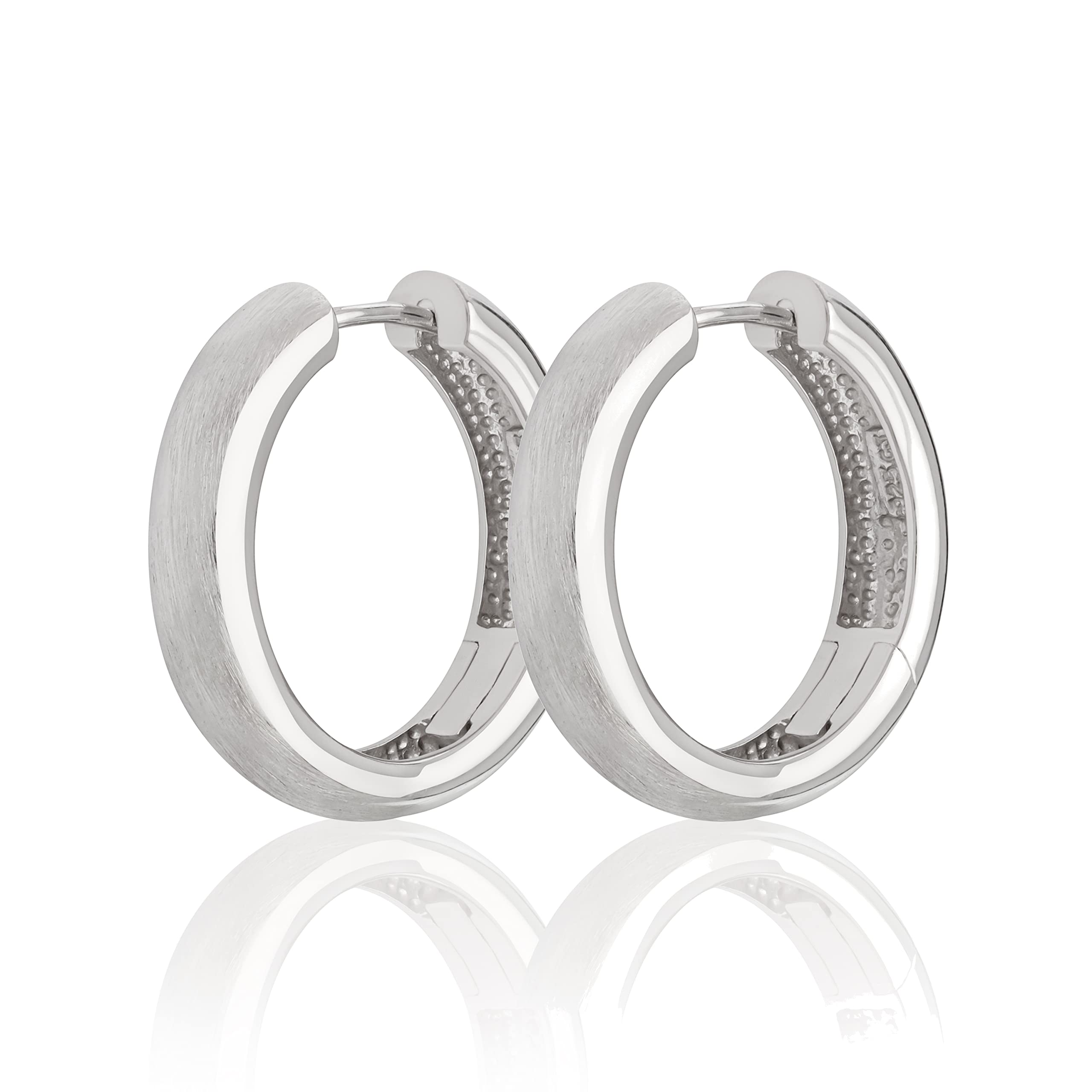 NKlaus pair Ø 26mm 925 Sterling Silver hinged earrings 5,6mm thick rhodium plated 2107