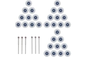 HARFINGTON 30pcs Radial Bristle Disc Set 1" 120 Grit Detail Abrasive Brush Kit Gap Polishing Wheel Assortment with 1/8" 3/32" Shank Mandrels for Jewelry Wood Metal Polishing Cleaning, Blue