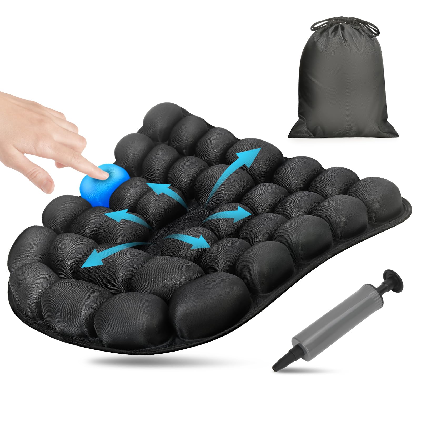Photo 1 of Pewfugu Premium 3D Comfortable Travel Air Cushion, Inflatable Car Seat Cushion Work for Home Office Chair Cushion Optimal Support (Large Air Cells)