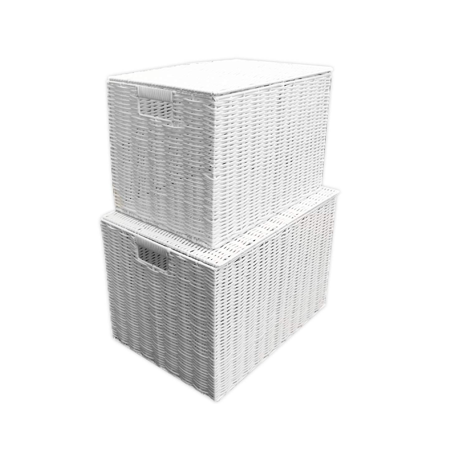 Arpan Laundry Resin Woven Hamper Basket Storage Chest Trunk Hamper/Kids Toy Storage (1 x Large, 1 x Medium)