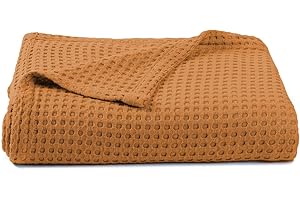 Kloovete 36” X 40” Inches Cooling Baby Waffle Weave Blanket, Ultra-Soft Lightweight Receiving Blanket for Newborn, Breathable Comfortable Baby Swaddle Blanket for Boys and Girls(Golden Amber)