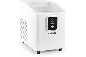 Igloo Self-Cleaning Countertop Ice Maker - Compact and Portable - Creates 26 lbs. Per Day, 8 Pieces Ready Every 7-8 Minutes - Includes Ice Scoop and Basket - White
