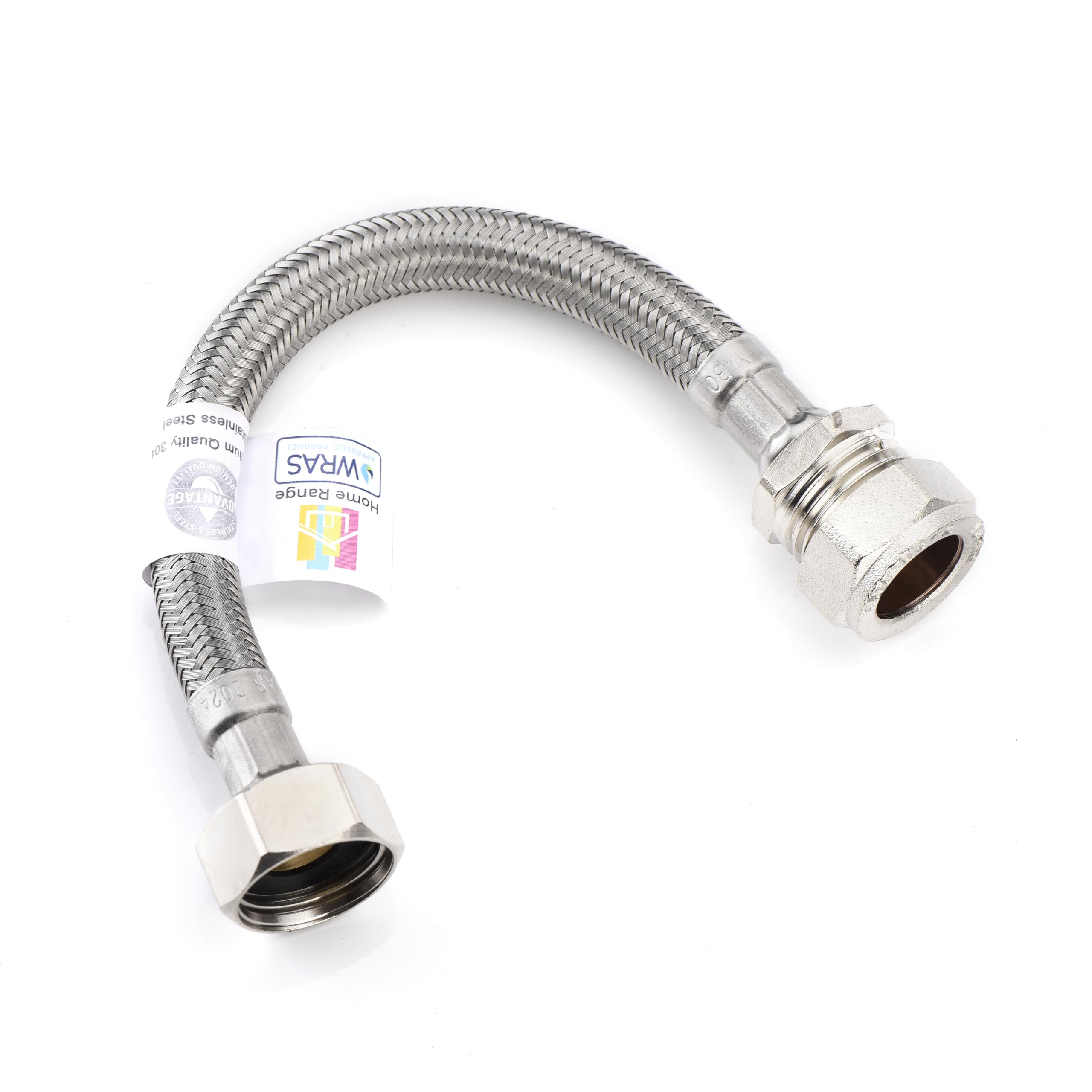 Home Range 200mm WRAS Approved15mm Compression x 1/2" |7 Lengths| Flexi Pipe Connector, BSP Fitting, 304 Stainless Steel, Rust & Lead-Free Flexible Hose for Kitchen & Bathroom