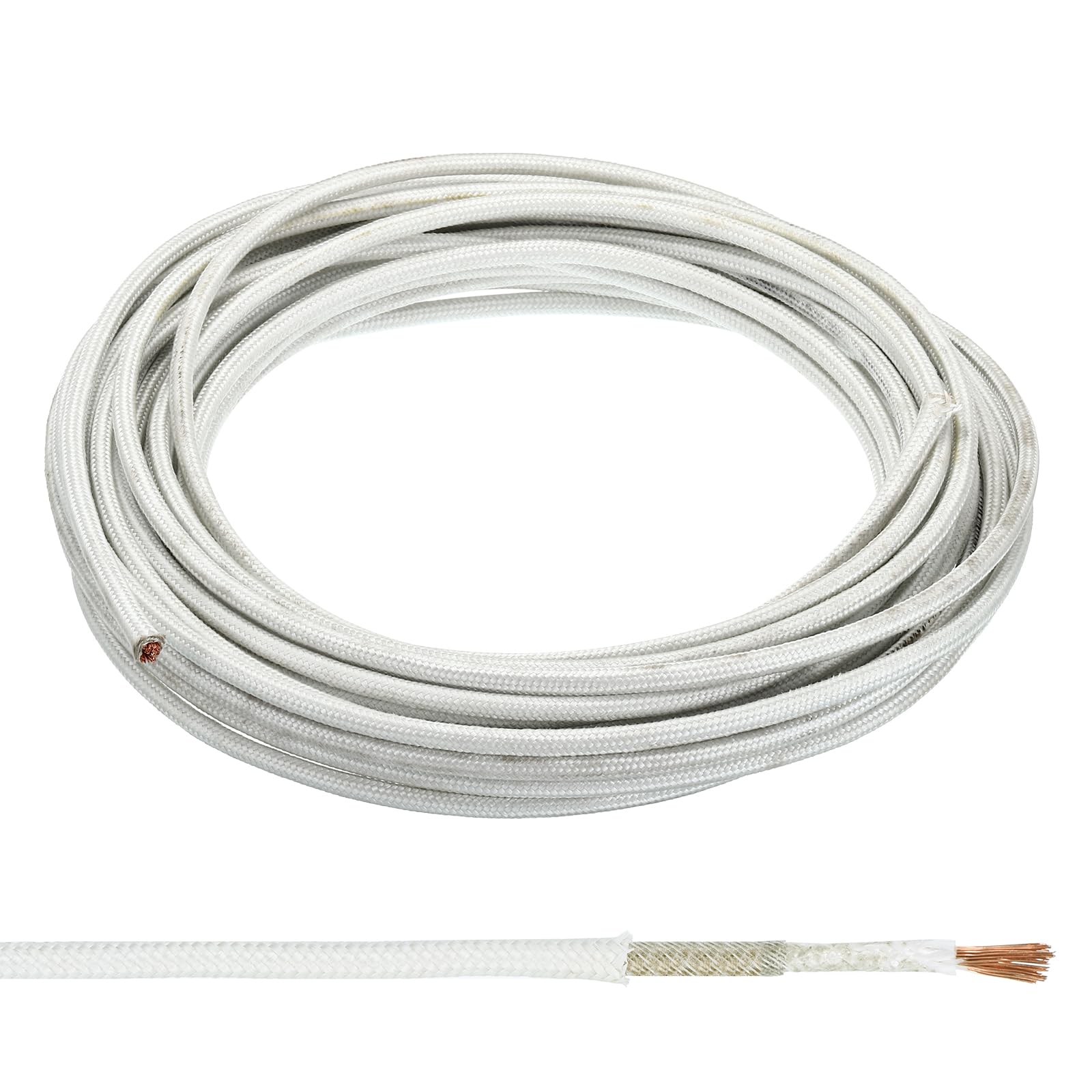PATIKIL 16.4Ft 7AWG High Temperature Wire, -60-350 Degrees Celsius Mica Glass Fiber Electronic Wire Insulated Heat Resistant Electronical Flexible Cable for Lamp Boiler Heater, White