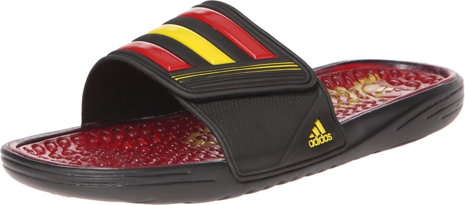 scarlet adidas slides