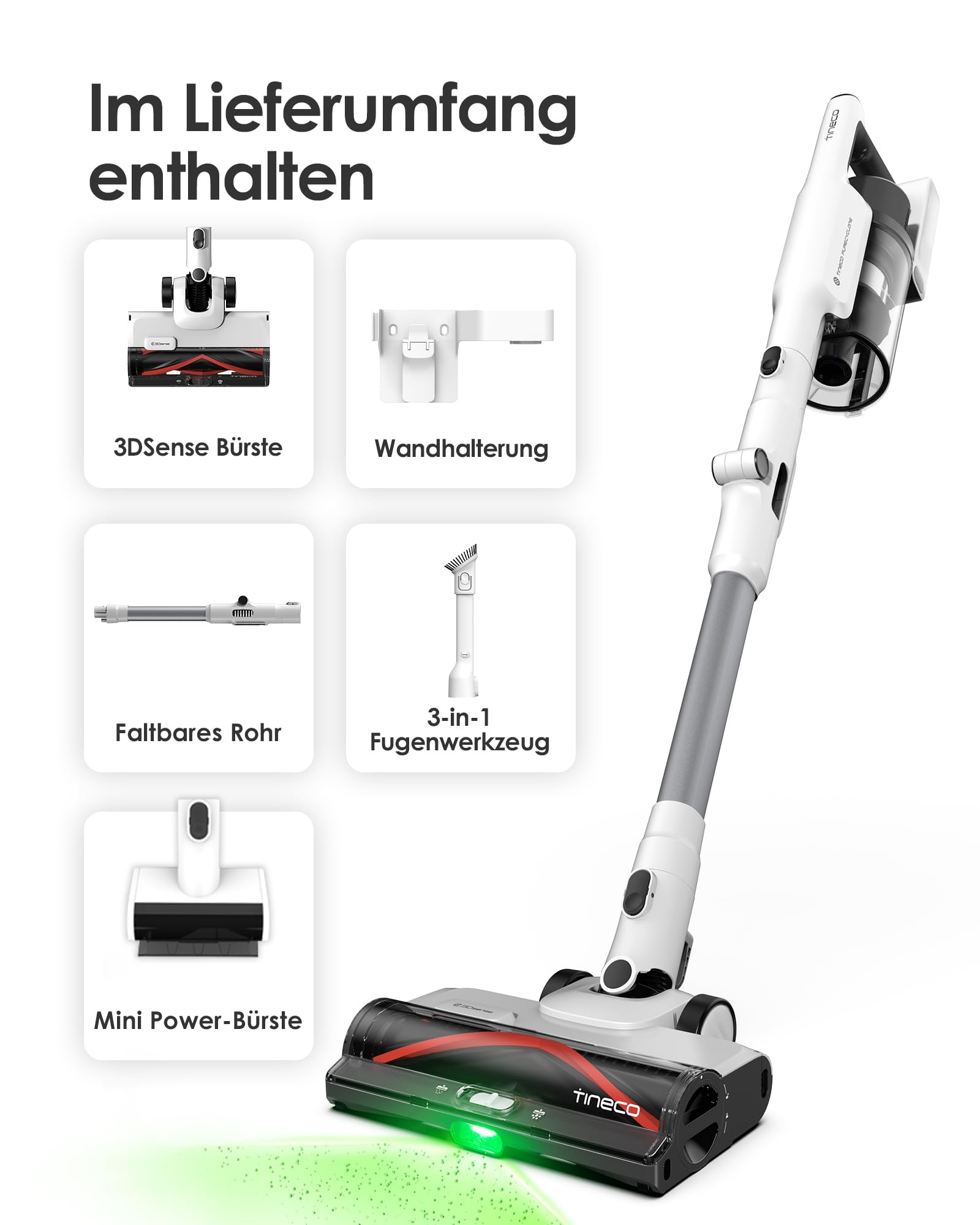 Tineco Pure ONE A50S Plus Kabelloser Akku Stabstaubsauger, Flex Akkusauger 70 Min., 3DSense Power Bürste, PureCyclone Technol. 1L Staubbehälter, 185W Saugleistung für groben Schmuze & Tierhaare 9