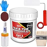 Tub and Tile Refinishing Kit, 17.6oz Tub Refinishing Kit with Complete Tools and Hardener, Tile Paint for Bathtub, Countertop, Sink, Floor, Wall, Kitchen, Gloss White, Waterproof ＆ Voc Free