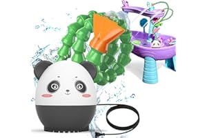 SWANNTQV Green Water Table Pump (Plug-in) – Summer Outdoor Splash Water Toys for Kids, DIY Double Tube Panda Water Pump for Water Tables