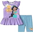 Disney Princess Toddler Girl Outfit Long Sleeve T-Shirt Dress and Striped Leggings Fall Casual Girls Clothing Sets