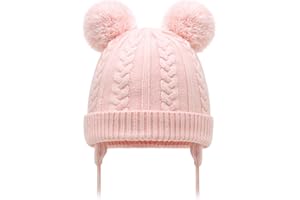 Duoyeree Toddler Winter Hat with Earflap Scarf Hood Thick Warm Kids Skull Cap for Baby Girls Boys