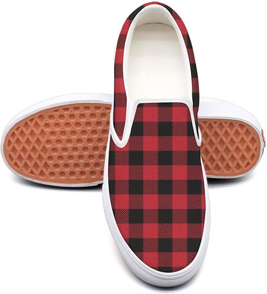 red black plaid shoes