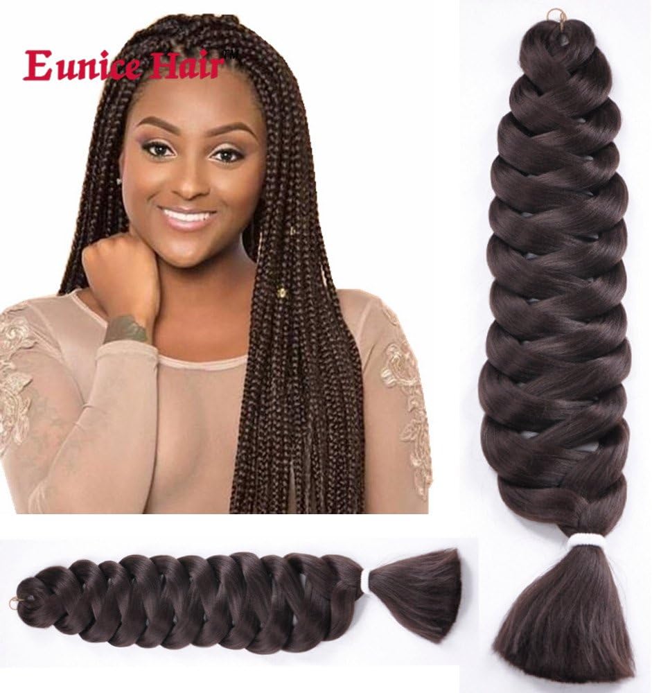 Eunice (6Packs 24 inch) 2 Tone Jumbo Braid Ombre Braiding Hair Extensions Afro Box Braids Crochet Hair Synthetic Fiber Braiding Hair 100g/pack