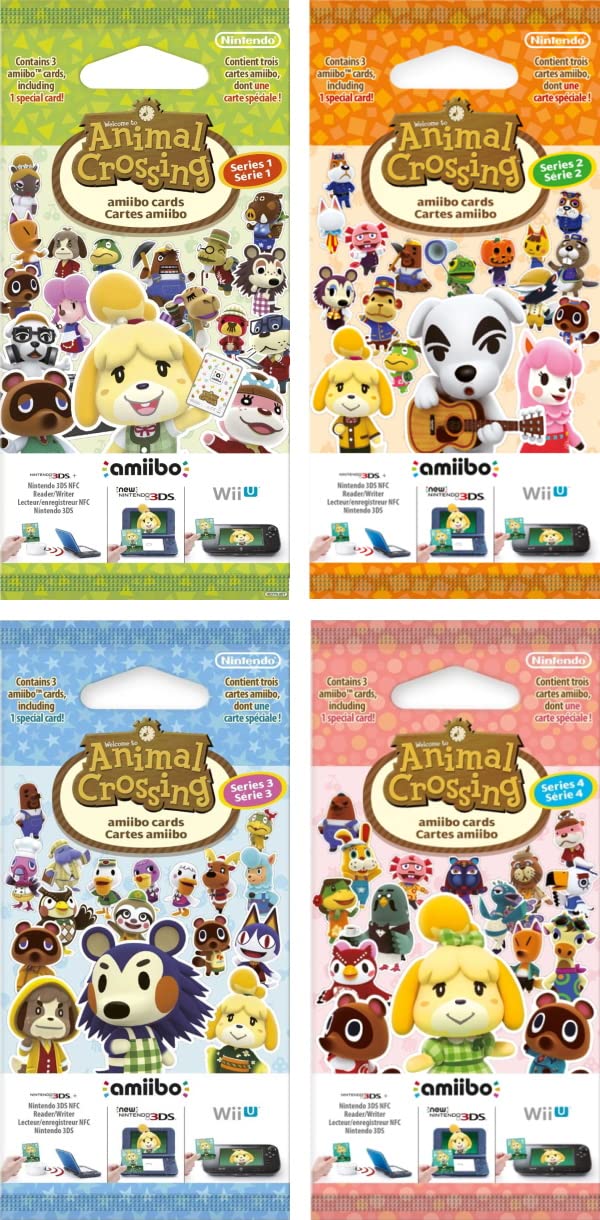Nintendo Animal Crossing Amiibo Cards - Series 1-4 - Set of 4 - 12 Cards in Total