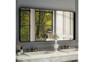 ISKM 60x30 Inch Black Framed Mirrors for Bathroom Vanity Mirror for Wall Decorative Rectangular Anti-Rust Tempered Glass (Horizontal/Vertical)