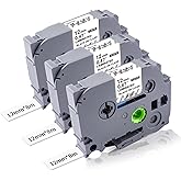 Lonitul 3-Pack TZ Tape 12mm Clear Replacement for Brother TZe-131 TZ-131 P Touch Label Tape 12mm 0.47 Laminated Black on Clear Label Maker Tape Work for Brother Ptouch PT-D600 PT-D200 PT-D210 PT-D400