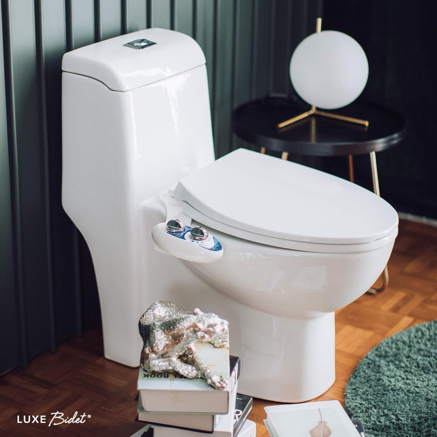 LUXE Bidet Neo 185 (Elite) Non-Electric Bidet Toilet Attachment w/ Self-cleaning Dual Nozzle and Easy Water Pressure Adjustment for Sanitary and Feminine Wash (White and White) - - 