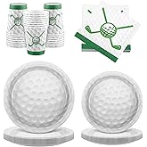 durony 96 Pieces Golf Party Supplies Birthday Party Tableware Set Including Paper Plates, Cups, Napkins for Golf Sports Themed Decorations, Serves 24 Guests