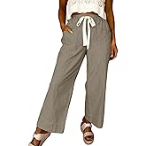Acelitt Women Elastic Waist High Striped Pants, S-XXL