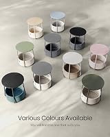 VASAGLE Round Side Table with Fabric Basket Cream White LET223K67 view 8