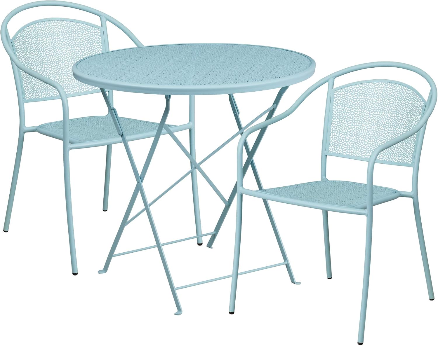 Amazon Com F F Furniture Group Set Of 3 Round Sky Blue Steel