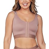 CURVEEZ Post-Surgery Front Closure Wireless Bra, Compression Shapewear Top with Wide Straps for Breast Augmentation Recovery