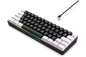 60% Wired Gaming Keyboard, RGB Backlit Ultra Compact Mini Keyboard, Waterproof Mini Compact 61-Key for PC/Mac Gamers, Typist,