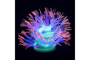 WishLotus Fish Tank Coral Ornaments, Artificial Soft Silicone Aquarium Coral Decorations Colorful Lifelike Glowing Fish Tank Decorations Accessories for Aquarium Landscaping (Orange)