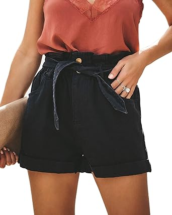 high waisted shorts tie