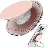 Sinjimoru for MagSafe Phone Grip — 3000G Magnetic Hold, Soft Silicone Comfort, Metal Plate Included, iPhone 17/16/15/14/13, M-Tap Tok Ring Stand Pink