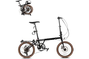 SAHISTCT 16 Inch Folding Bike for Adult Men Women, Commuter Bicycle with 7-Speed, High-Carbon Steel Comfortable City Bikes,Folding Bicycle for Commuting