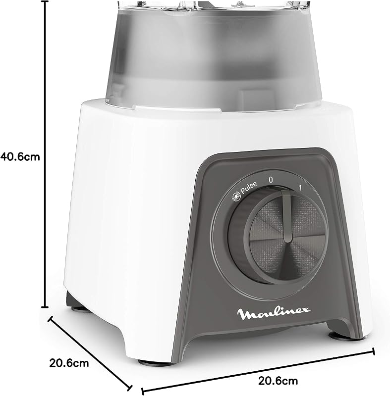 Blendeo+ LM2C01 Mélangeur de verre 450 W, capacité de 1,5 L, acier inoxydable, mixeur 2 vitesses, pique à glace, lames résistantes Zelkrom, verrouillage intelligent
