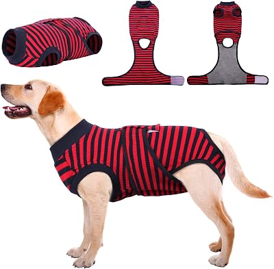 Kuoser Dog Surgery Recovery Suit Soft Post Op Recovery Onesie XXL Red